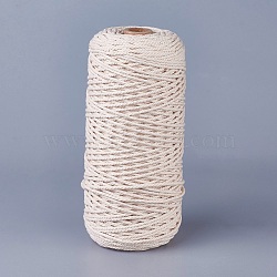 Macrame Cotton Cord, Twisted Cotton Rope, for Wall Hanging, Plant Hangers, Crafts and Wedding Decorations, Creamy White, 2mm, about 218.72 yards(200m)/roll(OCOR-WH0034-B-01)