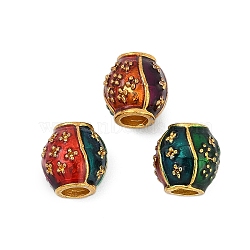 Alloy Enamel Beads, Rack Plating, Barrel, Golden, 9x8.5mm, Hole: 3.5mm(FIND-A049-08G)