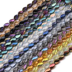 Transparent Electroplate Glass Bead Strands, Mixed Style, Teardrop, Mixed Color, 18.5x12.5x6mm, Hole: 1mm, about 40pcs/strand, 29.29 inch(74.4cm)(EGLA-C001-M)