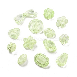 Transparent Acrylic Beads, Mixed Shapes, Light Green, 10~18x11~28.5x4.5~12mm, Hole: 1.6~2.5mm, 683pcs/500g(OACR-Q084-20A)