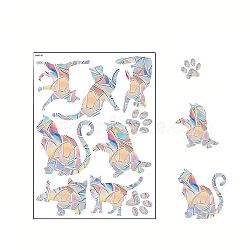 2 Sheets Rainbow Prism PVC Window Static Stickers, Waterproof 3D Laser Electrostatic Glass Window Decals for Window Decoration, Cat Shape, 220x300mm(STGL-PW0001-44B)