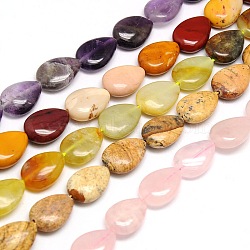 Mixed Style Natural Teardrop Gemstone Beads Strands, 18x13x6mm, Hole: 1mm, about 23pcs/strand, 15.74 inch(G-L242-M)