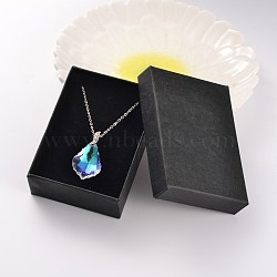 Teardrop AB Color Plated Electroplate Glass Pendant Necklaces, with Platinum Tone Brass Cable Chains, Colorful, 17.9 inch(NJEW-JN01492)