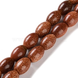 Synthetic Goldstone Beads Strands, Rice, 9x6mm, Hole: 1mm, about 44pcs/strand, 15.94 inch(40.5cm)(G-I369-B21-01B)