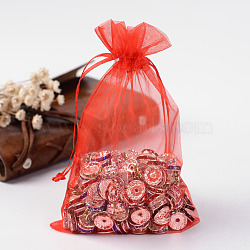 Organza Gift Bags with Drawstring, Jewelry Pouches, Wedding Party Christmas Favor Gift Bags, Red, 7x5cm(OP-E002-12)