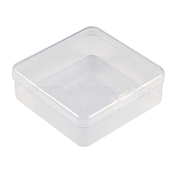 Plastic Bead Containers with Hinged Lid, Square, Clear, 6.6x6.45x2cm, Inner Size: 6.1x6.1cm.(CON-Z007-03B)