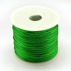 Nylon Thread, Rattail Satin Cord, Green, 1.5mm, about 100yards/roll(300 feet/roll)(NWIR-R025-1.5mm-233)