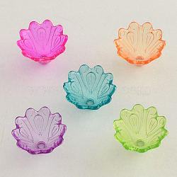 Transparenten Acryl-Blume Perlenkappen, mehr Blütenblatt, Mischfarbe, 10x15.5 mm, Bohrung: 1.8 mm(X-TACR-Q004-M01)