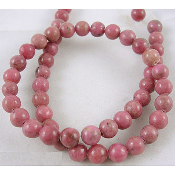 Round Gemstone Rhodonite Beads Strand, Dyed, Grade A, 8mm, hole: about 1mm, about 45pcs/strand, 15 inch