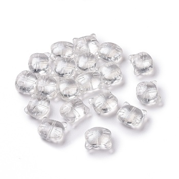 Glass Beads, for Jewelry Making, Cat, Silver, 12.5x14x6.5mm, Hole: 1mm