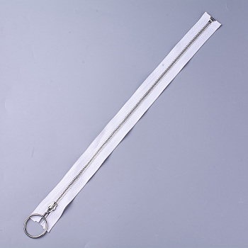 Garment Accessories, Brass Zipper, Zip-fastener Components, White, 430x32x2.5mm