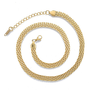 304 Stainless Steel Mesh Chains Necklace for Men Women, Golden, 15.75 inch(40cm)