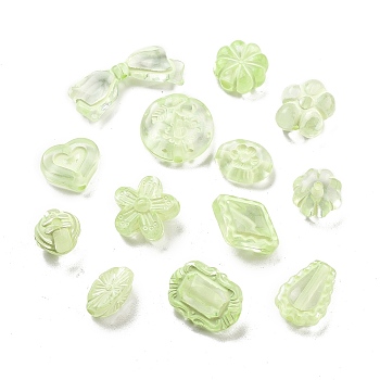 Transparent Acrylic Beads, Mixed Shapes, Light Green, 10~18x11~28.5x4.5~12mm, Hole: 1.6~2.5mm, 683pcs/500g