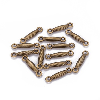 Tibetan Style Bar Links connectors, Antique Bronze, Lead Free & Cadmium Free & Nickel Free, 18x3.5x3mm, Hole: 2mm