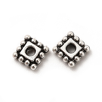 Alloy Spacer Beads, Rhombus, Antique Silver, 4.5x4.5x1.5mm, Hole: 1.2mm