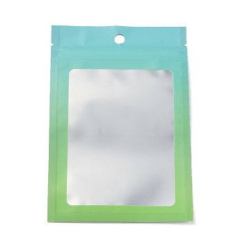 Plastic Zip Lock Bag, Gradient Color Storage Bags, Self Seal Bag, Top Seal, with Window and Hang Hole, Rectangle, Green, 15x10x0.25cm, Unilateral Thickness: 3.9 Mil(0.1mm), 95~100pcs/bag
