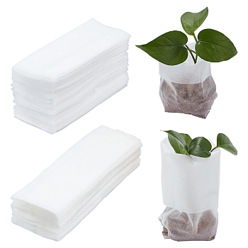 Elite 160Pcs 2 Style Rectangle No-woven Fabric Planting Bag, Plant Supplies, White, 196x78x0.4mm