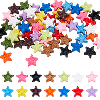 56Pcs 14 Style Spray Painted Alloy Beads, Star, Mixed Color, 7x7.5x3.2mm, Hole: 1.2mm, 4pcs/color