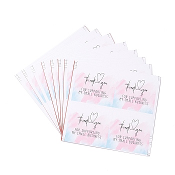 Square Stickers, Adhesive Label Stickers, Thank You Theme, with Word, Pink, 8.7x8.9x0.01cm, 25 sheets/bag