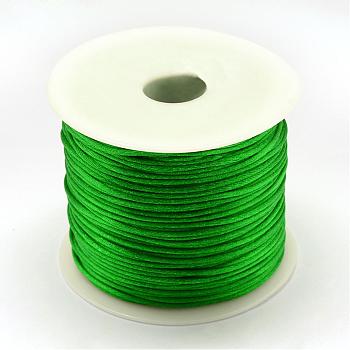 Nylon Thread, Rattail Satin Cord, Green, 1.5mm, about 100yards/roll(300 feet/roll)