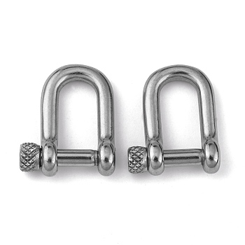 304 Stainless Steel D-Ring Anchor Shackle Clasps, Stainless Steel Color, 26x20x7.5mm