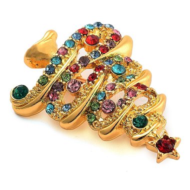 Christmas Theme Alloy Colorful Rhinestone Brooches(JEWB-S022-02B-G)-3