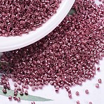 MIYUKI Delica Beads, Cylinder, Japanese Seed Beads, 11/0, (DB0428) Galvanized Light Cranberry, 1.3x1.6mm, Hole: 0.8mm, about 2000pcs/bottle, 10g/bottle(SEED-JP0008-DB0428)