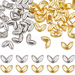50Pcs 2 Colors Brass Beads, Lead Free & Cadmium Free, Long-Lasting Plated, Leaf, Platinum & Golden, 3x5x2.8mm, Hole: 1mm, 25pcs/color(KK-BBC0018-23)