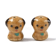 Hand-Painted Porcelain Beads, Animal, Dog, 18.5x15~15.5x12.5mm, Hole: 1.8mm(PORC-R001-01C)