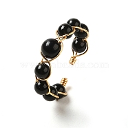 Adjustable Natural Obsidian with Brass Rings, Adjustable(G-B075-01G-03)