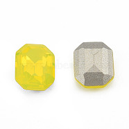 K9 Glass Rhinestone Cabochons, Pointed Back & Back Plated, Faceted, Rectangle Octagon, Citrine, 10x8x4mm(MRMJ-N029-15-01)
