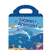 Plastic Reusable Stickers Book for Kids, Self-adhesive Cartoon Stickers Decals, Dolphin, 302x235x2mm, Sticker: 22~52x21~62mm(STIC-P013-10C)