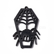Acrylic Pendants, Spider Charm, Black, 45.8x28.6x1.9mm, Hole: 1.6mm(MACR-C013-04)