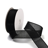 20 Yards Polyester Ribbon, for Gift Wrapping, Black, 1 inch(25mm), about 20.00 Yards(18.29m)/Roll(OCOR-Z005-02K)