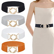 4Pcs 4 Colors Polyester Elastic Corset Belts with Alloy Ring Buckle, Free Elastic Waist Belt for Women Girls, Mixed Color, 27-1/2 inch(70cm), 1pc/color(AJEW-GO0001-40)