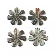 Natural Black Lip Shell Pendants, Flower Charms, 31.5x32x2mm, Hole: 1.5mm(SSHEL-T012-10)