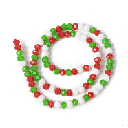 Christmas Theme Glass Beads Strands, Faceted, Abacus, Lime Green, 6x5mm, Hole: 1mm, about 89~93pcs/strand, 17.01~17.52 inch(43.2~44.5cm)(GLAA-G095-01A)