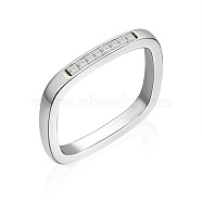 304 Stainless Steel Rhinestone Finger Ring, Rectangle, Crystal, Wide: 3mm(DV7785-1)