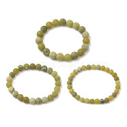 3Pcs Frosted Natural TaiWan Jade Round Beaded Stretch Bracelets for Women Men, Inner Diameter: 2-1/8~2-3/8 inch(5.45~6cm)(BJEW-JB11478)