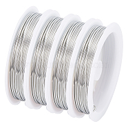 Eco-Friendly Copper Wire, Round Beading Wire, with Spool, Long-Lasting Plated, Silver, 18 Gauge, 1mm, about 8.2 Feet(2.5m)/roll, 4roll/bag(CWIR-SC0001-04E-S)