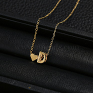 Alloy Letter Heart Pendant Necklaces for Women, Golden, Letter D, 15.75 inch(40cm)(WGBB55E-26)