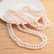 Natural Pearl Beads Necklace, Misty Rose, 62.9 inch(NJEW-P129-B-06-01A)