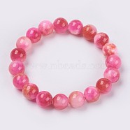 Natural Jade Beaded Stretch Bracelet, Dyed, Round, Camellia, 2 inch(5cm), beads: 8mm(BJEW-P214-21-8mm)