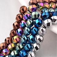 Electroplate Non-magnetic Synthetic Hematite Beads Strands, Twisted Oval, Mixed Color, 8x7mm, Hole: 1mm, about 50pcs/strand, 15.7 inch(G-F300-13)