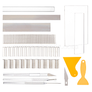 Globleland Clay Craft Tools Sets, including Acrylic Sheet Backing Board, with Stainless Steel Clay Tools Set and Triangle Plastic Scraper Tool, Mixed Color, 10~195.5x4~10x0.02~20cm(AJEW-GL0004-42)