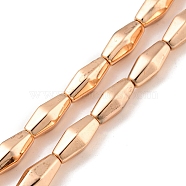 Electroplated Synthetic Non-magnetic Hematite Beads Strands, Rhombus, Rose Gold Plated, 12~12.3x5.2~5.8x5.2~5.8mm, Hole: 1.2mm, about 33pcs/strand, 16.73''(42.5cm)(G-Z032-H02-09RG)