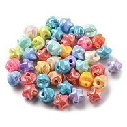 UV Plating Acrylic Beads, Iridescent, Star, Mixed Color, 15x15.5x14mm, Hole: 3.8mm(OACR-R261-05)