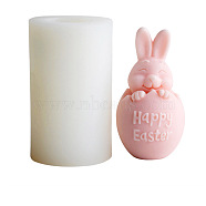 3D Easter Bunny Aromatherapy Food Grade Silicone Fondant Mold, Resurrection Rabbit Plaster Ornament Eggshell Rabbit Resin Mold, White, 113x65mm(PW-WG36171-01)
