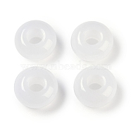 Resin European Beads, Large Hole Beads, Imitation Cat Eye, Rondelle, White, 13.5x7.5mm, Hole: 5mm(RESI-F055-08C)