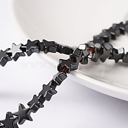 Non-Magnetic Synthetic Hematite Beads Strands, Christmas Star, Black, Size: about 6mm in diameter, 2mm thick, hole: 1mm, about 87pcs/strand, 15.7 inch(G-D015-21)